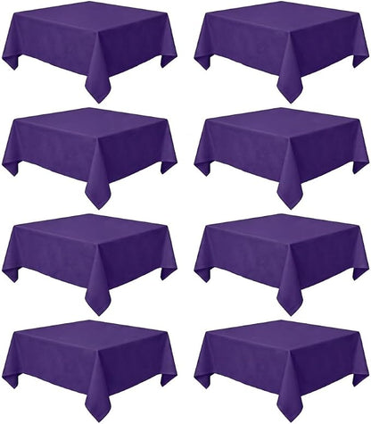 8 Pack Purple Square Tablecloth 54x54 Washable Polyester Table Cloth for Square or Round Tables, Wrinkle Resistant Fabric Decorative Covers for Dining Party Banquet Buffet and Wedding