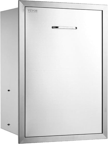 VEVOR Outdoor Kitchen Trash Drawer, 19.7"W x 29"H x 15.7"D Inch, Outdoor Kitchen Cabinets, Stainless Steel BBQ Island Drawers, Trash Pull Out Drawer, Outdoor Grill Drawers, BBQ Trash Bin(Not Included)