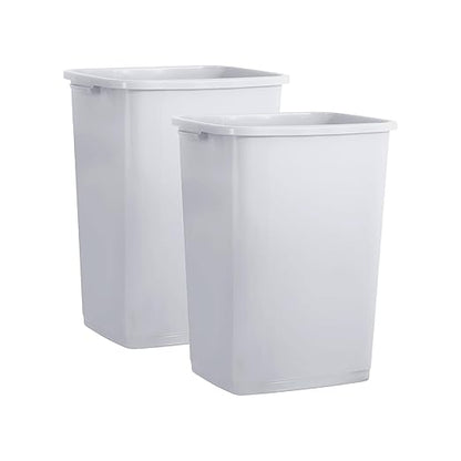Superio Kitchen Trash Can 9 Gallon Slim Waste Bin 37 Qt Durable Plastic, Fit Small Spaces, Office, Bathroom, Under Counter (2, White Smoke)