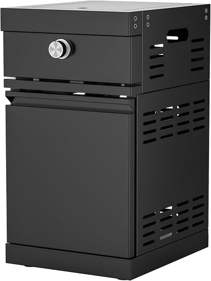 11600 BTU Black Stainless Steel Natural Gas Infrared Side Burner Module for Modular Outdoor Kitchen, Auxiliary Cooktop with Single Door Storage, for Patio Island - NG