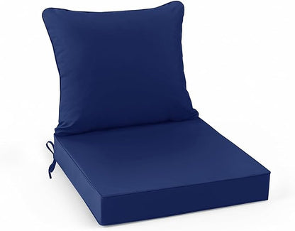 Summsun Outdoor Cushions for Patio Furniture, 24 x 24 Inch, Navy | Backrest & Deep Seat Cushion, Water Resistant, Removable Cover, Replacement Cushions Pad for Patio Furniture, Garden
