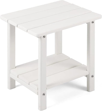 Apolimi Adirondack Outdoor Side Table, 2-Tier Sturdy Patio End Table Weather Resistant, 16.5" Solid Side Table for Patio, Pool, Porch