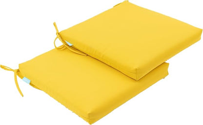 QILLOWAY Outdoor Indoor Seat Cushions, Square Foam Dining Chair Pads,All Weather, 17"x17"x3",2 Count(Yellow)
