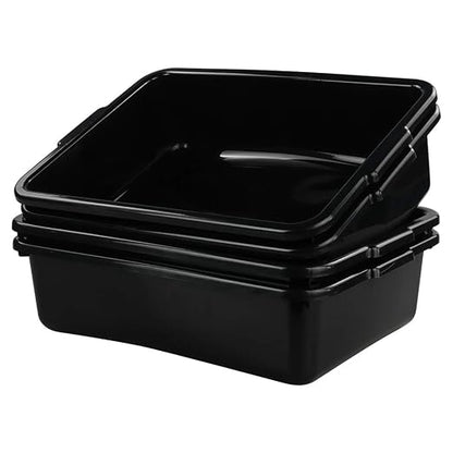 Teyyvn 13 L Plastic Bus Box, Commercial Wash Basin Tote Box, 4-Pack, Black