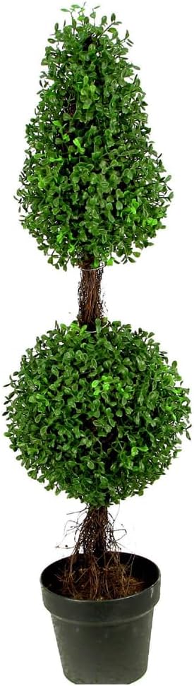 Admired by Nature 26" Artificial Topiary 2 Ball Shape Boxwood Topiary with Planter - For Home Decor, Offices, Indoor Outdoor Display - Green/Green Pot