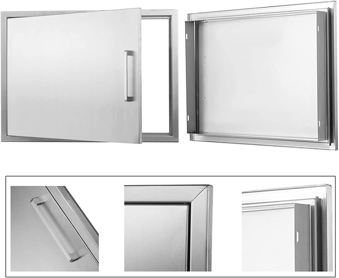 BBQ Access Door Stainless Steel,Overall-Size:20" by 27" Horizontal Single Door Reversible Open Left or Right,Flush Mount for Outdoor Kitchen