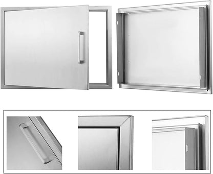 BBQ Access Door Stainless Steel,Overall-Size:23" W 17" H Horizontal Single Door Reversible Open Left or Right, Flush Mount for Outdoor Kitchen