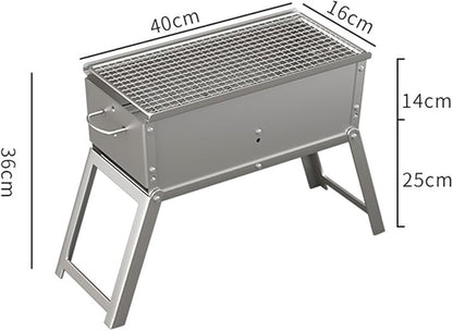 Charcoal BBQ Grill, Foldable Portable Tabletop Barbeque, Barbecue for Camping Hiking Garden Party Festivals Picnic,40x16cm