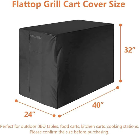 Outdoor Dining Cart Cover, Waterproof Prep Table Protector Fits for BBQ Grill Storage Cart up to 40" L x 24" W x 32" H, Dustproof & Freeze Resistant