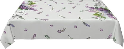 Decorative Rectangle Table Cloths Purple Lavender Leaves Home Sweet Home Tablecloth Table Cover for Dining/BBQ/Picnic/Coffee Table 52 X 70 Inches