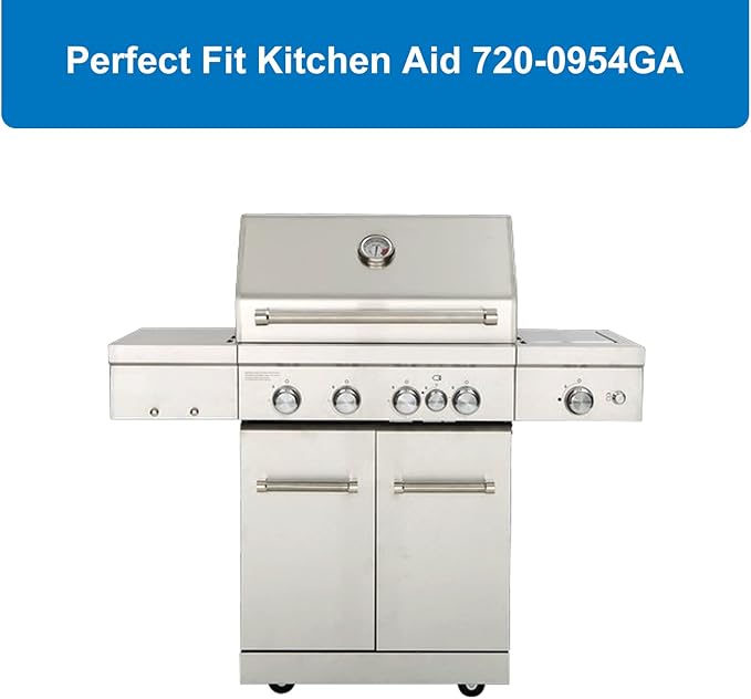 Uniflasy Grill Replacement Part for Kitchenaid 720-0954 720-0954GA 720-0733A 720-0745B, Kitchen Aid 4 Burner Grill Parts, 730-0733 730-0733A 730-0954GA Gas Burner, Heat Plate and Grill Ignitor Wires