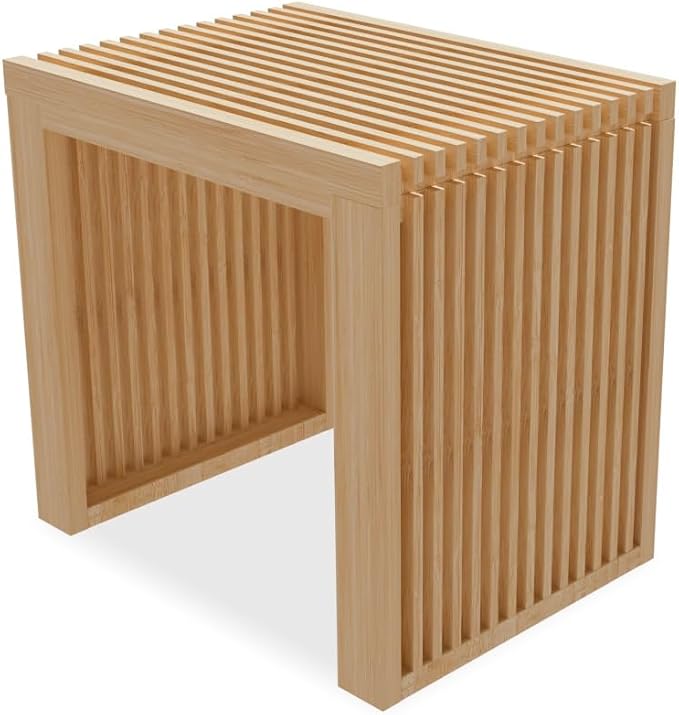 APRTAT Bamboo Dining Bench 17-Inch Indoor Wood Shoe Rack Bench for Entryway | Easy Assemble, Sturdy & Durable,Slatted Design,Versatile Everyday Seating,Living Room Hallway Bedroom Bathroom