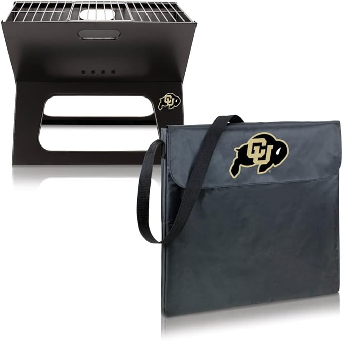 PICNIC TIME NCAA Colorado Buffaloes X-Grill Portable Grill - Camping Grill - Small Charcoal Grill for Tailgating