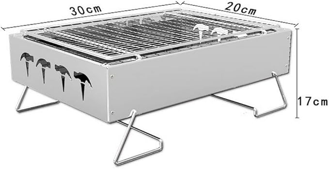 Portable Charcoal Grill for Camping BBQ Grills Outdoor Barbecue Grill Stainless Steel Stove with Backpack, Compact for Picnic Accessories Tools,30 * 20 * 17Cm-D