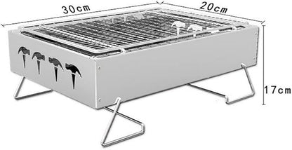 Portable Charcoal Grill for Camping BBQ Grills Outdoor Barbecue Grill Stainless Steel Stove with Backpack, Compact for Picnic Accessories Tools,30 * 20 * 17Cm-D