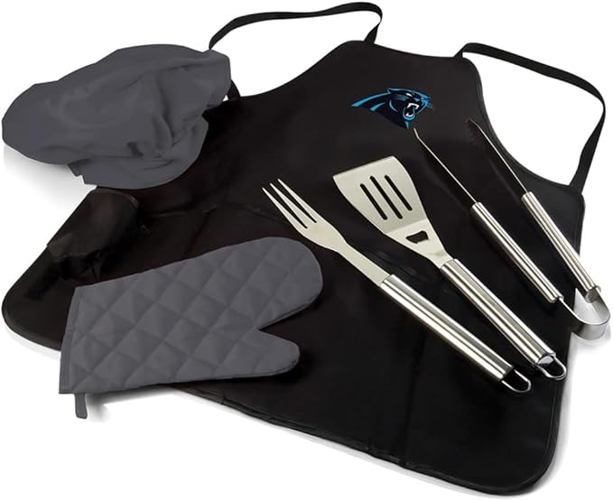 Picnic TIME BBQ Apron Tote Pro Grill Set, (Black with Gray Accents)