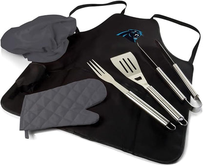 Picnic TIME BBQ Apron Tote Pro Grill Set, (Black with Gray Accents)