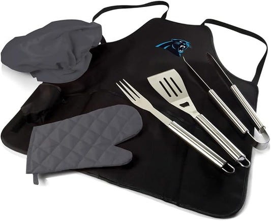 Picnic TIME BBQ Apron Tote Pro Grill Set, (Black with Gray Accents)