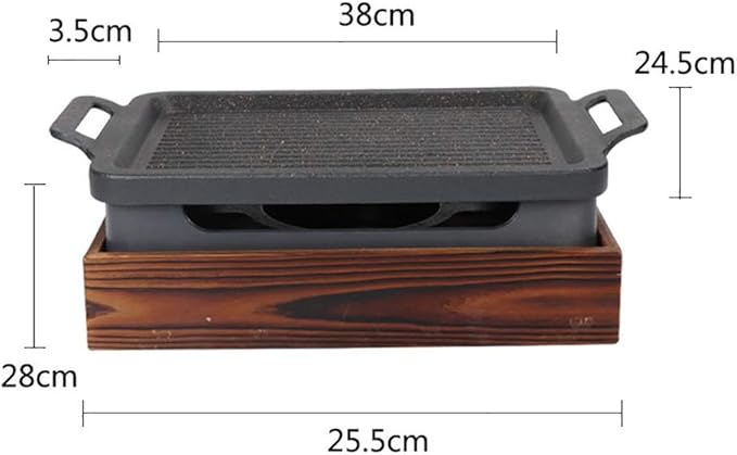 BBQ Barbeque Barbecue Grill,BBQ,Household Smoke-Free Korean Iron Plate Grill,Solid Alcohol Charcoal Grill,Indoor and Outdoor (Size : 27cm*20cm)