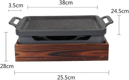 BBQ Barbeque Barbecue Grill,BBQ,Household Smoke-Free Korean Iron Plate Grill,Solid Alcohol Charcoal Grill,Indoor and Outdoor (Size : 27cm*20cm)