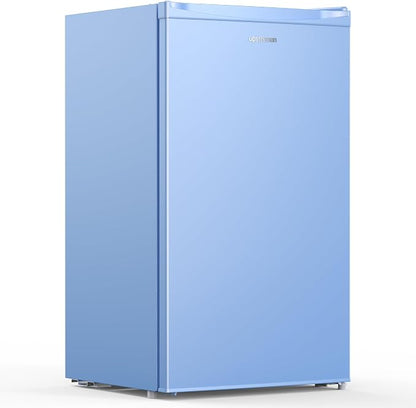 Upstreman 3.2 Cu.Ft Mini Fridge with Freezer, Blue-BR321 | Adjustable Thermostat, Energy Saving, Low Noise, Reversible Door, Small Refrigerator for Dorm, Bedroom, Office
