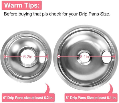 Upgraded MP22YA 4 Pack Electric Range Burner Element Unit Set, 2 x MP15YA 6" and 2 x MP21YA 8" Stove Burners Replacement for Kenmore Hardwick Maytag Norge Whirlpool Electric Range Stove Parts