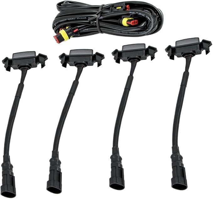 4-Pack Smoke Lens Amber LED Bumper Grill Lights with Wiring Harness, Compatible with Tacoma TRD 2016-2019(Emitting Color: White)