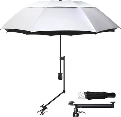 HOBVO UPF 50+ Golf Umbrella with Adjustable Universal Clamp, Portable Umbrellas for Rain, Manual Open & Close, for Beach Chair, Golf Cart, Stroller, Bleacher, Patio