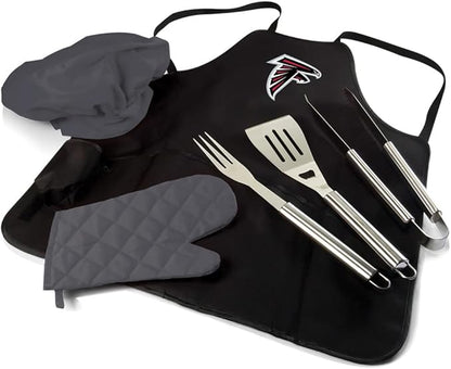 Picnic TIME BBQ Apron Tote Pro Grill Set, (Black with Gray Accents)