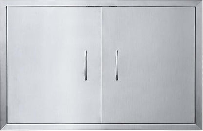 JIE JIN 35" W X 24" H Outdoor Kitchen Doors Double Doors Thickened 304 Brushed Stainless Steel BBQ Access Door BBQ Island Doors Outdoor Kitchen Accessories Door for Outdoor Kitchen BBQ Island