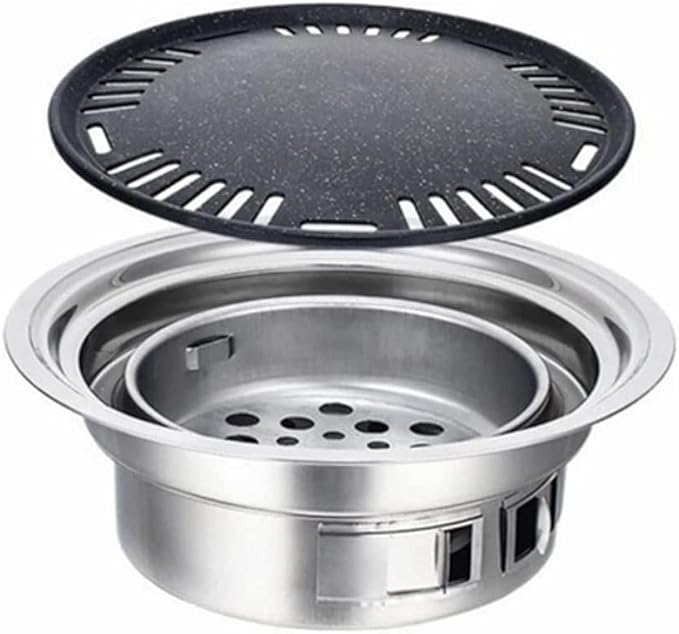 Charcoal grills Stainless Steel Charcoal Barbecue Grill Round Non-stick Barbecue Grills Portable Charcoal Grill For Outdoor Camping BBQ
