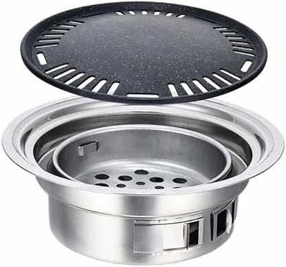 Charcoal grills Stainless Steel Charcoal Barbecue Grill Round Non-stick Barbecue Grills Portable Charcoal Grill For Outdoor Camping BBQ