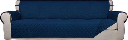 PureFit Reversible Quilted Couch Covers for Dogs Sofa Cover 4 Seater 88" | Navy/Navy, Water Resistant Couch Protector, Washable Pet Couch Cover with Non Slip and Elastic Straps For Kids