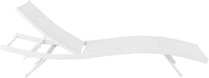 Modway Glimpse Aluminum Mesh Outdoor Patio Poolside Deck Chaise Lounge Chair in White White