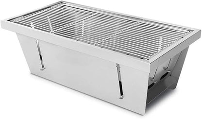 Portable Charcoal Grill BBQ Grill, Stainless Steel Foldable Charcoal Barbecue Smoker BBQ Garden BBQ with Height Adjustable Charcoal Tray, for Maximum Cooking Control,Basic Model