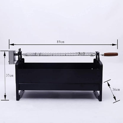 Portable Charcoal Grill for Camping BBQ, Outdoor Barbecue Grill with Electric Motor Roast, Easy Clean Stainless Steel BBQ Grill for Picnic Patio Party,A-1