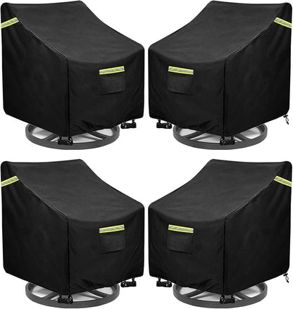 Outdoor Swivel Chair Cover 4 Pack,(29W x 31D x 38.5H inches )100% Waterproof Heavy Duty Outdoor Rocking Chair Covers， Patio Chair Covers Waterproof Patio Furniture Covers ( Black)
