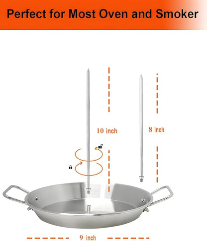 BBQ Vertical Skewer -Al Pastor Skewer Vertical Rotisserie Vertical Spit Stand for Tacos Al Pastor, Shawarma,Gyros- BBQ Grilling Accessory with 2 Removable Spikes (8”&10")