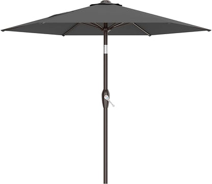 AreShark 7.5FT Patio Umbrella Table Market Umbrella w/Tilt and Crank, Heavy-Duty Outdoor Umbrellas for Pool, Deck, Garden and Backyard, Gray