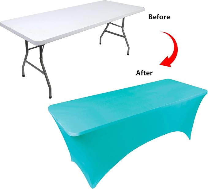 BDDC 6ft Stretch Spandex Fitted Table Cloth for 6 Foot Tables | GRS-Certified Eco-Friendly Fabric, Elastic Fit Rectangle Tablecloth, Washable, Wrinkle-Free, For Events & Parties