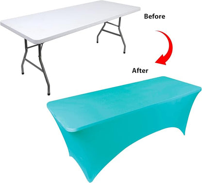 BDDC 4ft Stretch Spandex Fitted Table Cloth for 4 Foot Tables | GRS-Certified Eco-Friendly Fabric, Elastic Fit Rectangle Tablecloth, Washable, Wrinkle-Free, For Events & Parties