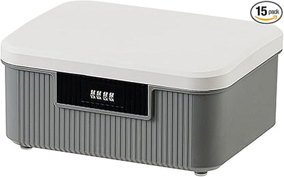 RUIAN Lockable Storage Container Bin, 2.3 Gallon Security Portable Combination Lock Plastic Box, Locked Security Box Suitable for Storing Important Items and Documents (White Gray)