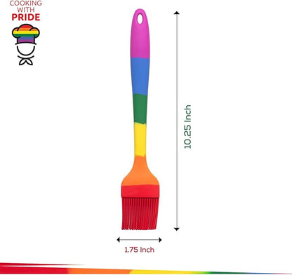 Cooking With Pride Non-Stick Pastry Brush, Heat-Safe Silicone With Iron Core, 8.5-Inch, Set of 2