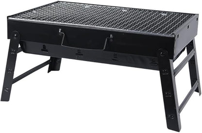Portable Charcoal Grill for Camping BBQ, Smokeless Outdoor Barbecue Grill with Folding Stove Rack, Easy Carry & Install, Rivet Design,43.5 * 29 * 23.5Cm-D