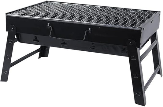Portable Charcoal Grill for Camping BBQ, Smokeless Outdoor Barbecue Grill with Folding Stove Rack, Easy Carry & Install, Rivet Design,43.5 * 29 * 23.5Cm-D
