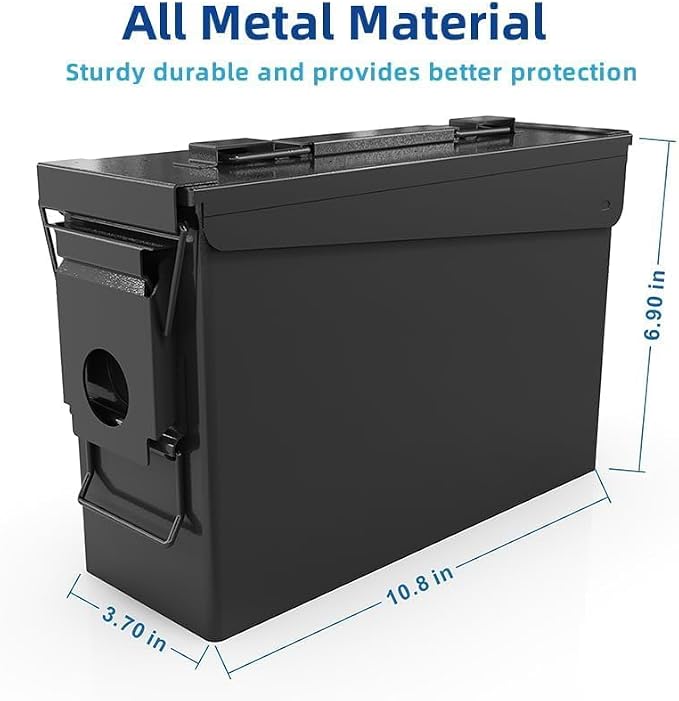 PATRON 30 & 50 Cal Ammo Can Metal Ammo Box Storage Crate Case for Shotgun Bullet Rifle Ammunition Waterproof (Black or Green)