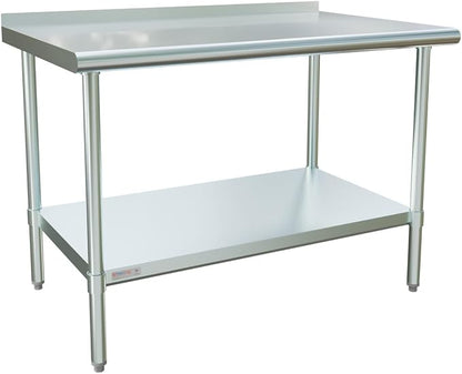 STABLEINK Stainless Steel Table with Backsplash 48x30 Inches 4ft for Prep | NSF Certified Metal Work Table Workbench with 1.5” Backsplash for Commercial Kitchen Restaurant Hotel Laundry Garage Chef