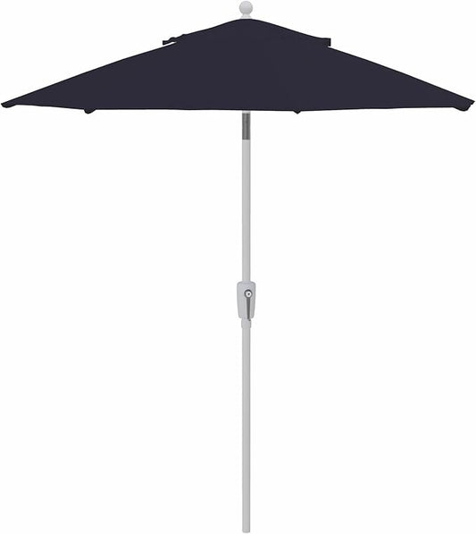 Treasure Garden 7.5ft Patio Umbrella – Outdoor Market Umbrella – Push Button Tilt – White Aluminum Frame (Sunbrella, Navy)