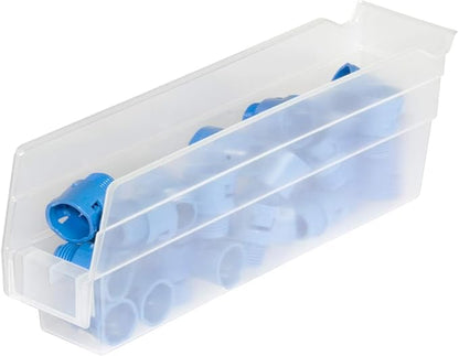 Akro-Mils 30110 Heavy Duty Plastic Shelf Bins, 12"x 3"x 4", Clear, 24-Pack | Heavy Duty Nesting Storage Bins for Garage, Closet, Refrigerator, Kitchen, Cabinet, Drawer Organization, Pantry Organization