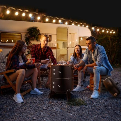 Portable Charcoal Grill 40" - Heavy-Duty Outdoor BBQ with Thermometer & Access Doors, Perfect for Camping, Beach, Garden, Patio & Backyard - Black 80x41x48cm